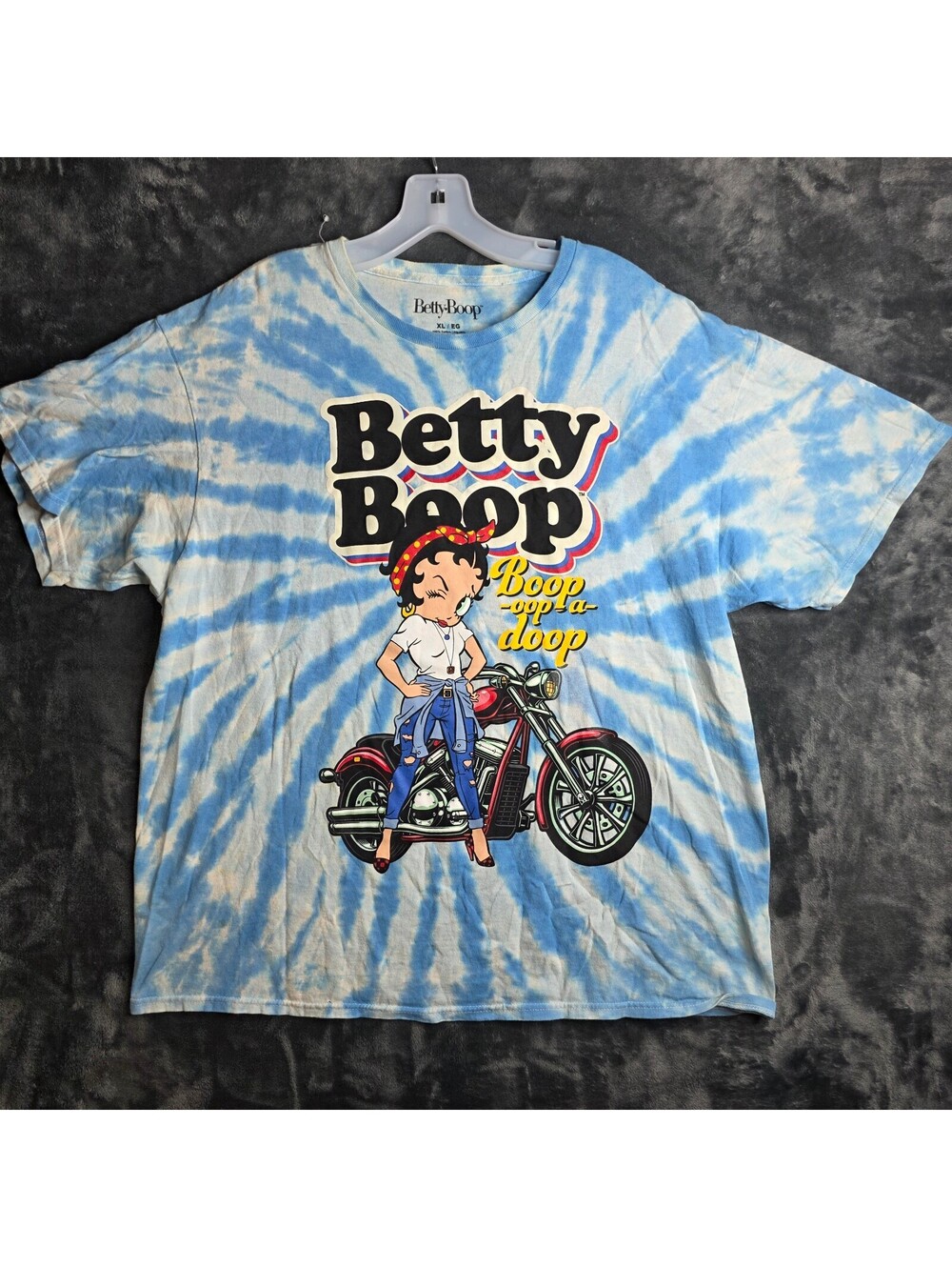 Betty Boop Graphic Shirt XLarge Adult Tie Dye Blue White Crewneck Short Sleeve